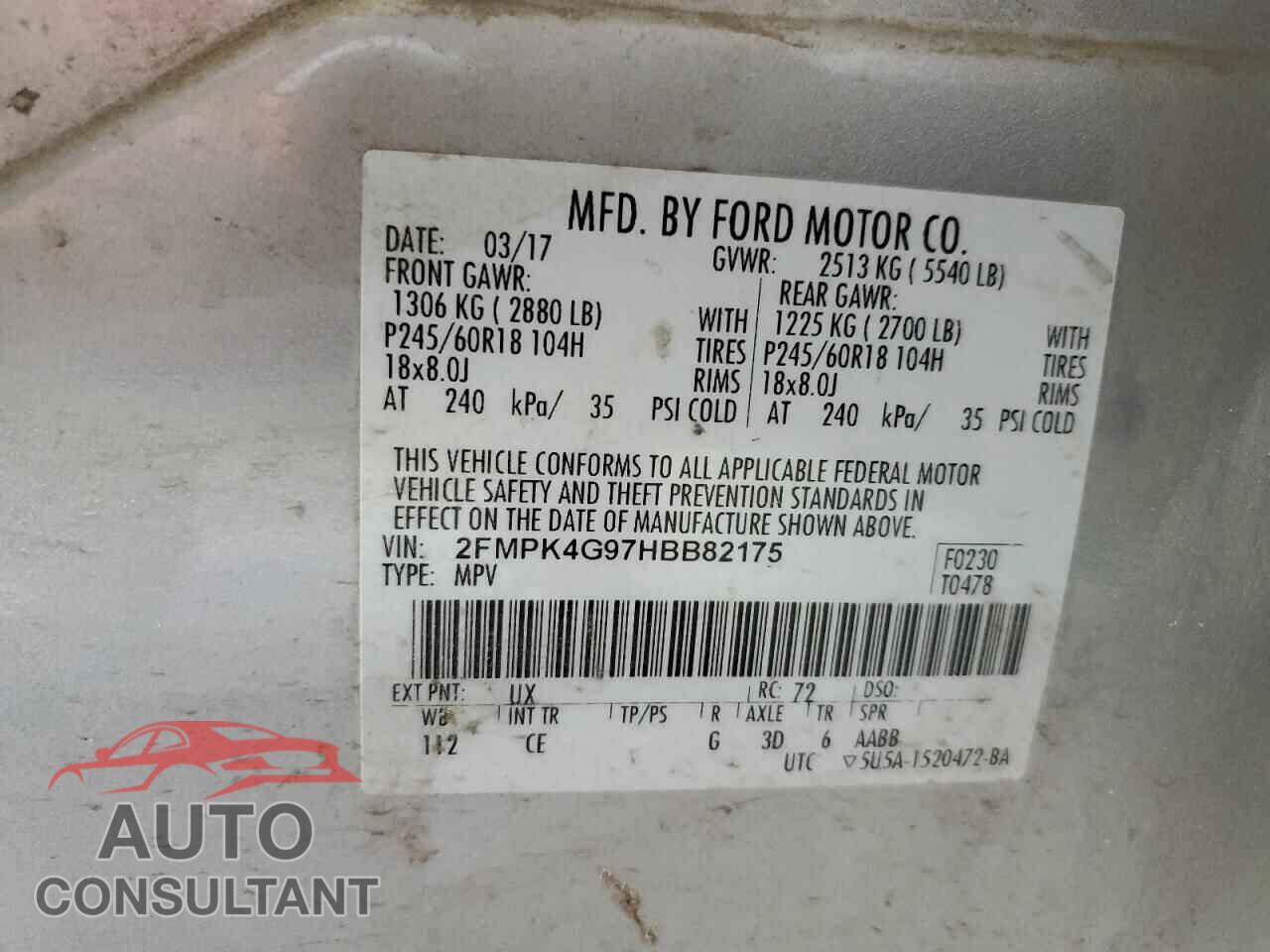 FORD EDGE 2017 - 2FMPK4G97HBB82175