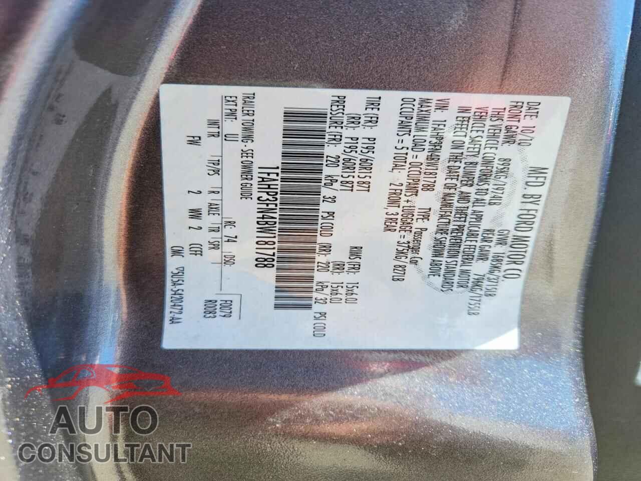 FORD FOCUS 2011 - 1FAHP3FN4BW181788