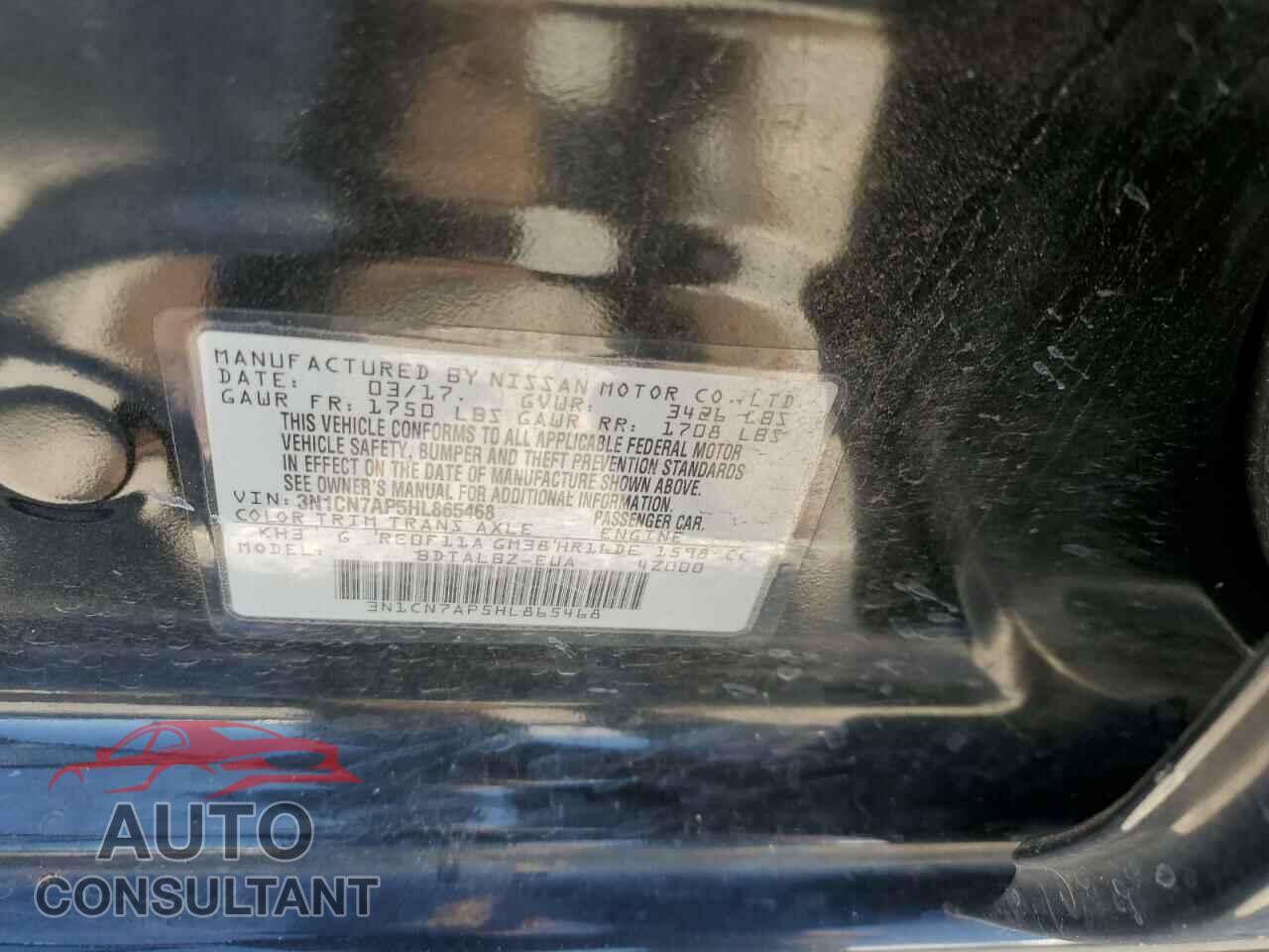 NISSAN VERSA 2017 - 3N1CN7AP5HL865468
