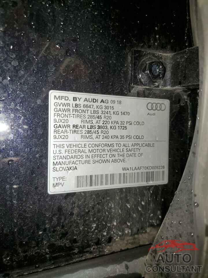 AUDI Q7 2019 - WA1LAAF70KD009226