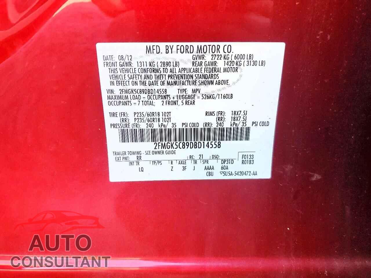 FORD FLEX 2013 - 2FMGK5C89DBD14558