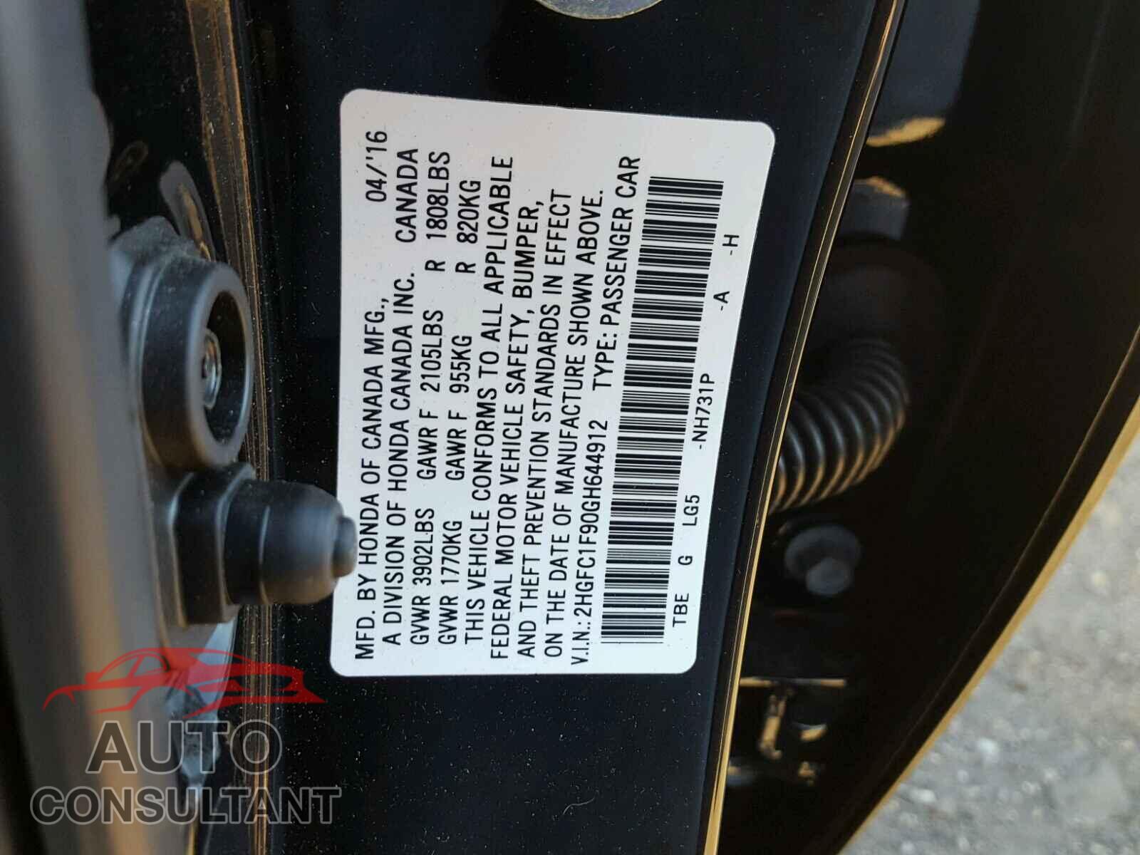 HONDA CIVIC 2016 - 2HGFC1F90GH644912