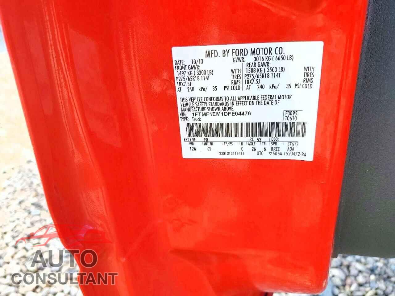 FORD F150 2013 - 1FTMF1EM1DFE04476