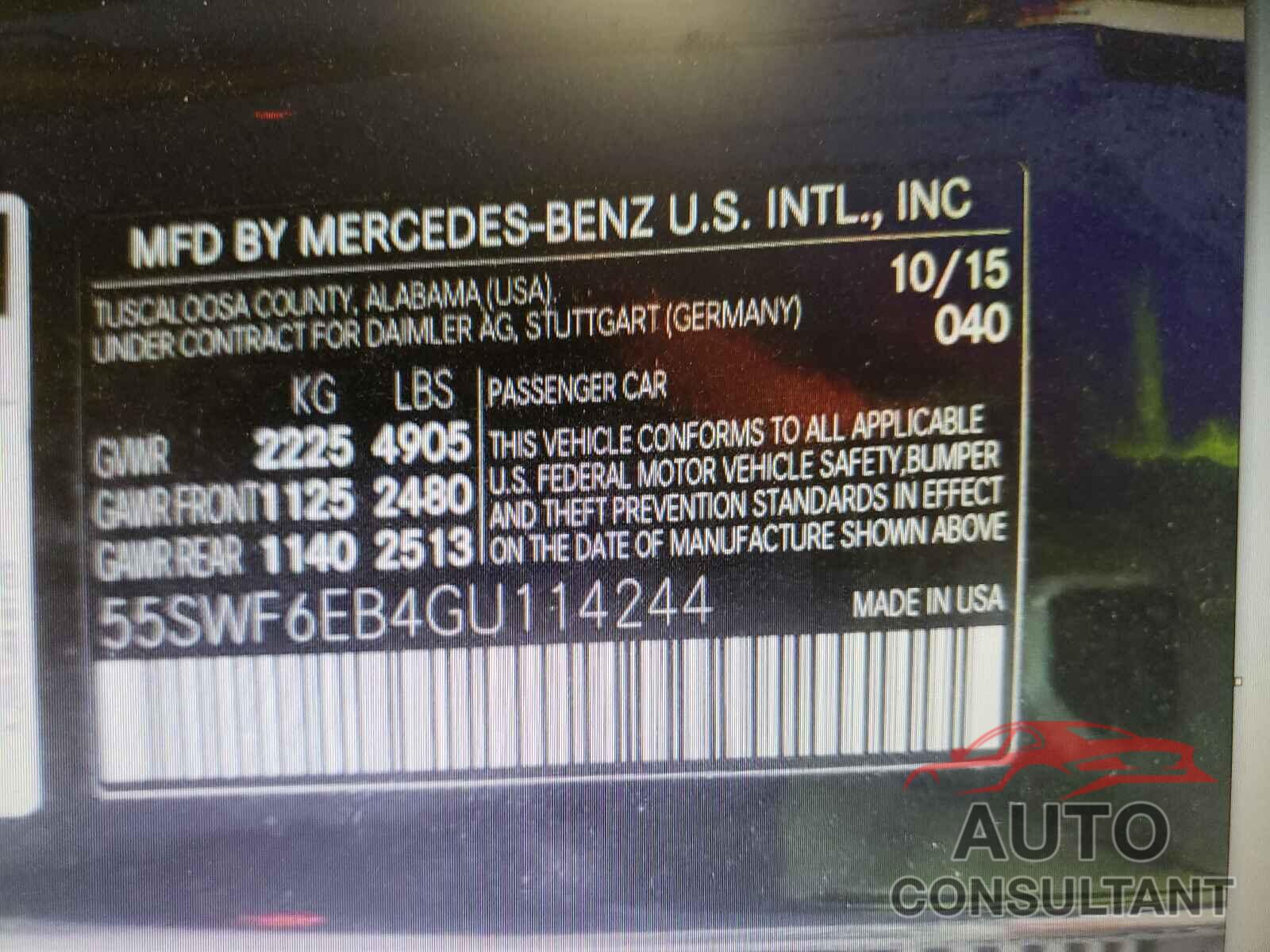 MERCEDES-BENZ CL CLASS 2016 - 55SWF6EB4GU114244