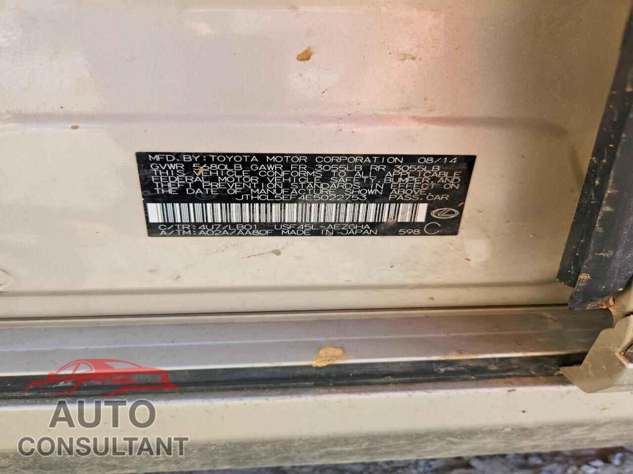 LEXUS LS460 2014 - JTHCL5EF4E5022753