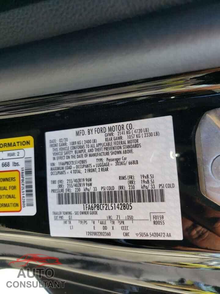 FORD MUSTANG 2020 - 1FA6P8CF2L5142805