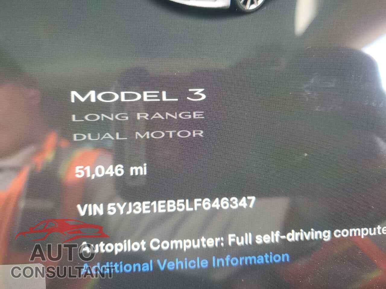 TESLA MODEL 3 2020 - 5YJ3E1EB5LF646347