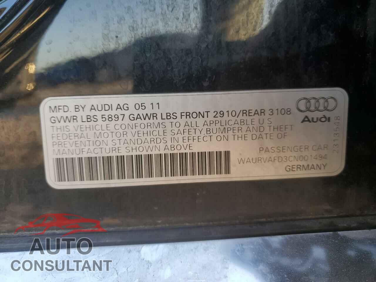 AUDI A8 2012 - WAURVAFD3CN001494