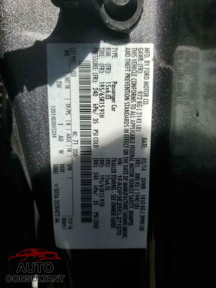 FORD FOCUS 2014 - 1FADP3E25EL271270