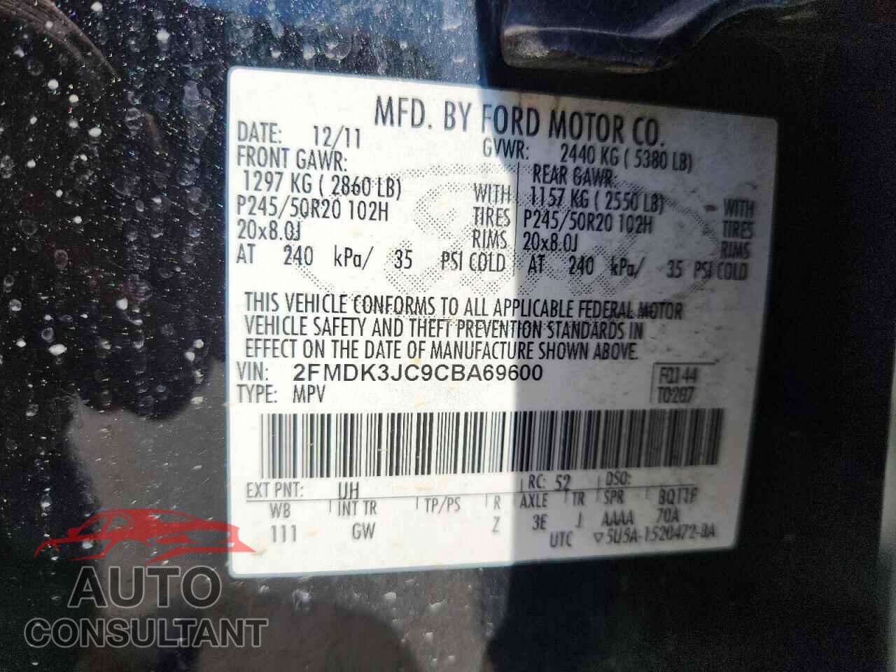 FORD EDGE 2012 - 2FMDK3JC9CBA69600