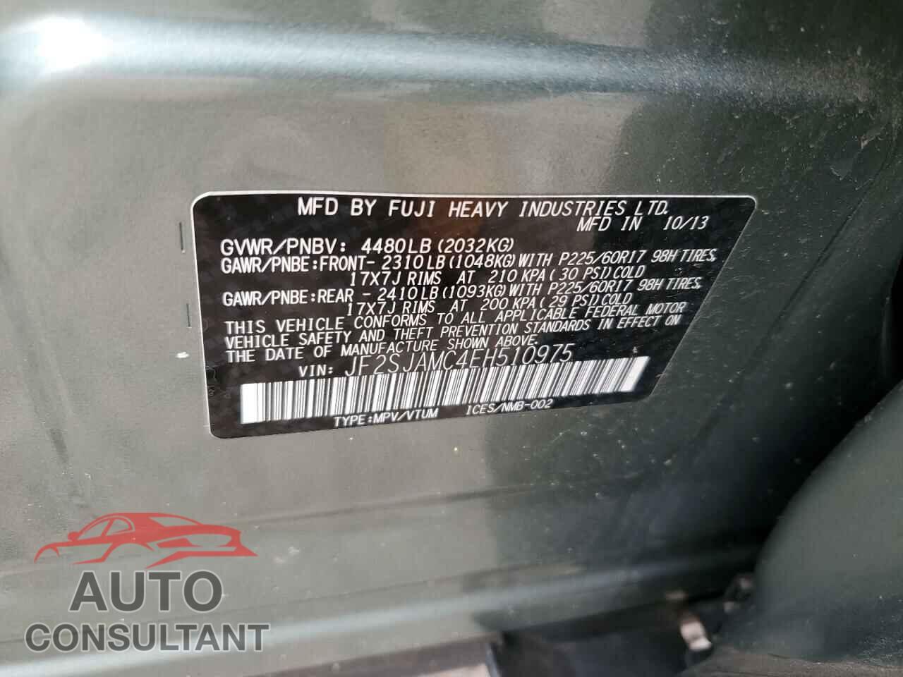 SUBARU FORESTER 2014 - JF2SJAMC4EH510975