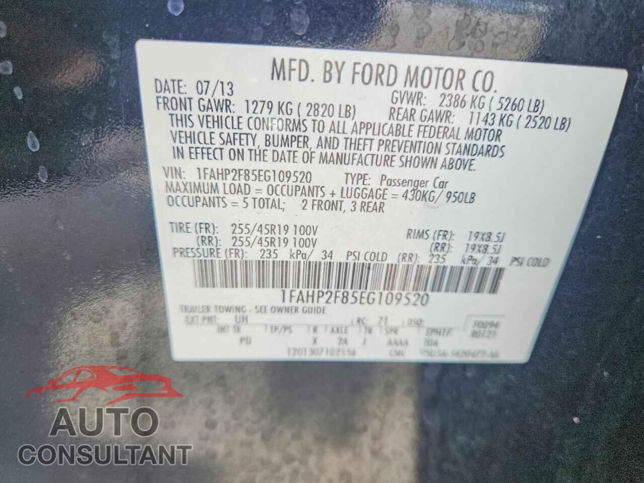 FORD TAURUS 2014 - 1FAHP2F85EG109520