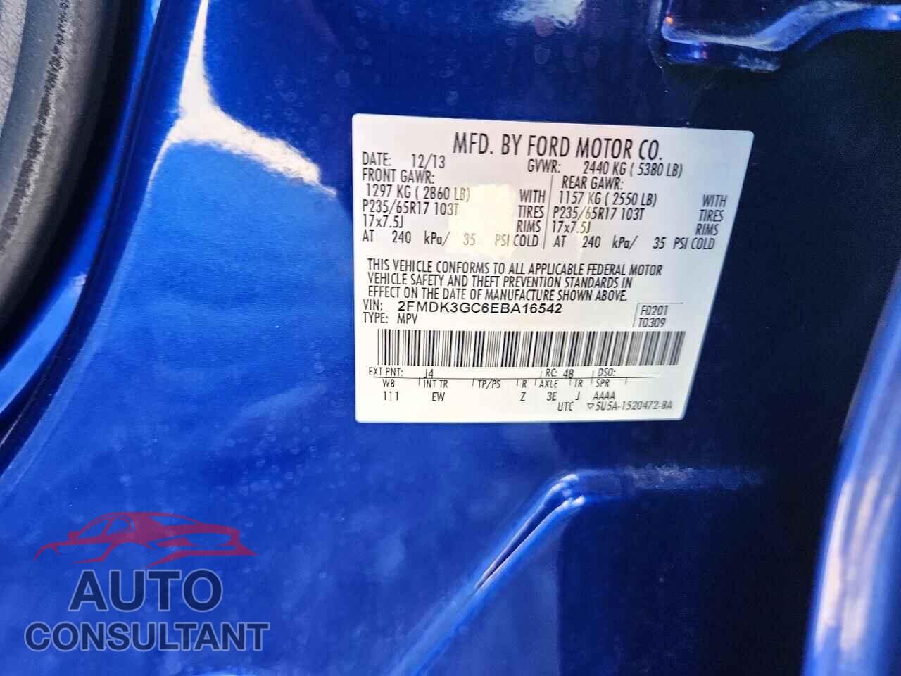 FORD EDGE 2014 - 2FMDK3GC6EBA16542