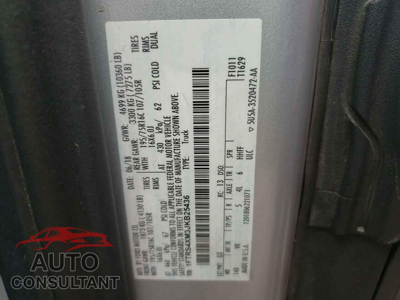 FORD TRANSIT 2018 - 1FTRS4XM3JKB25436