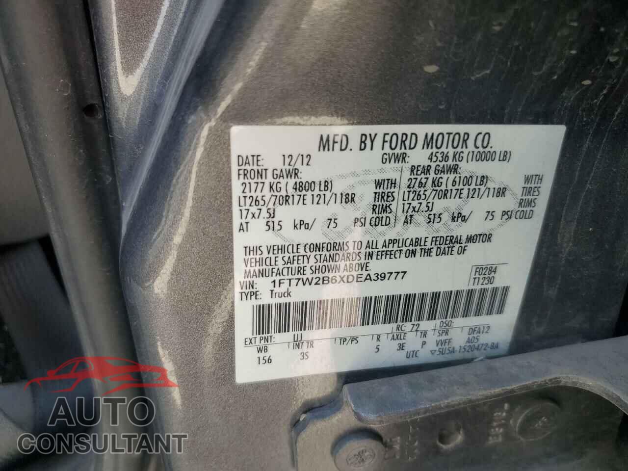 FORD F250 2013 - 1FT7W2B6XDEA39777
