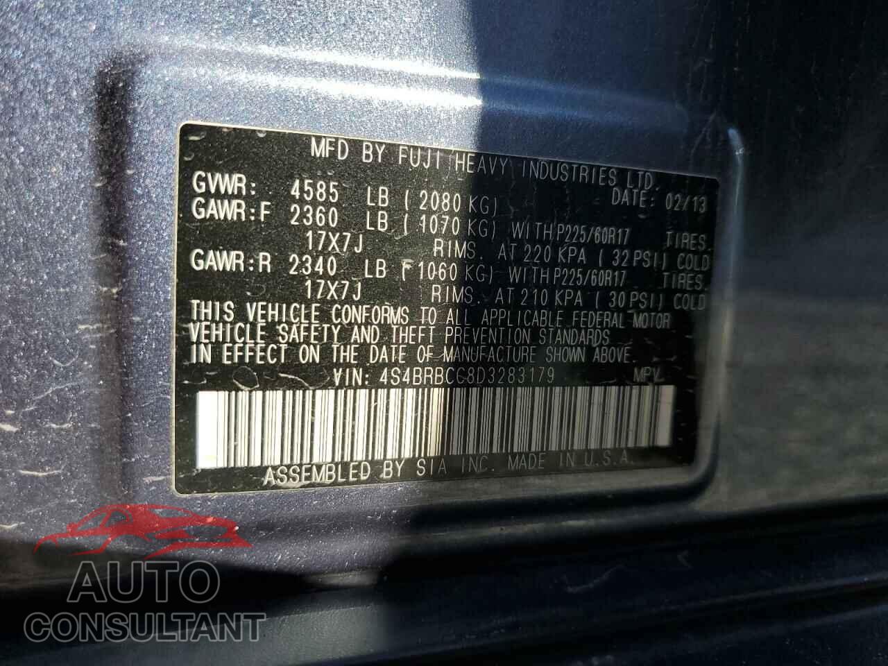 SUBARU OUTBACK 2013 - 4S4BRBCC8D3283179