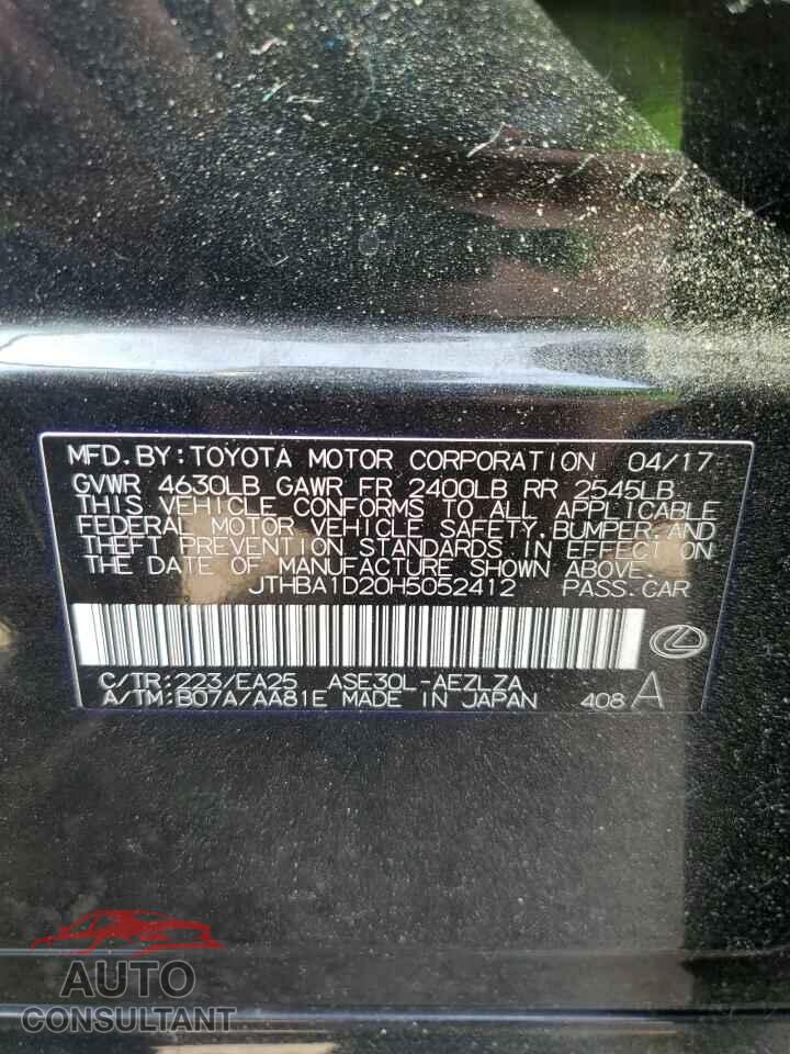 LEXUS IS 2017 - JTHBA1D20H5052412