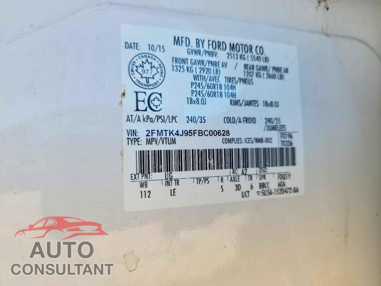 FORD EDGE 2015 - 2FMTK4J95FBC00628