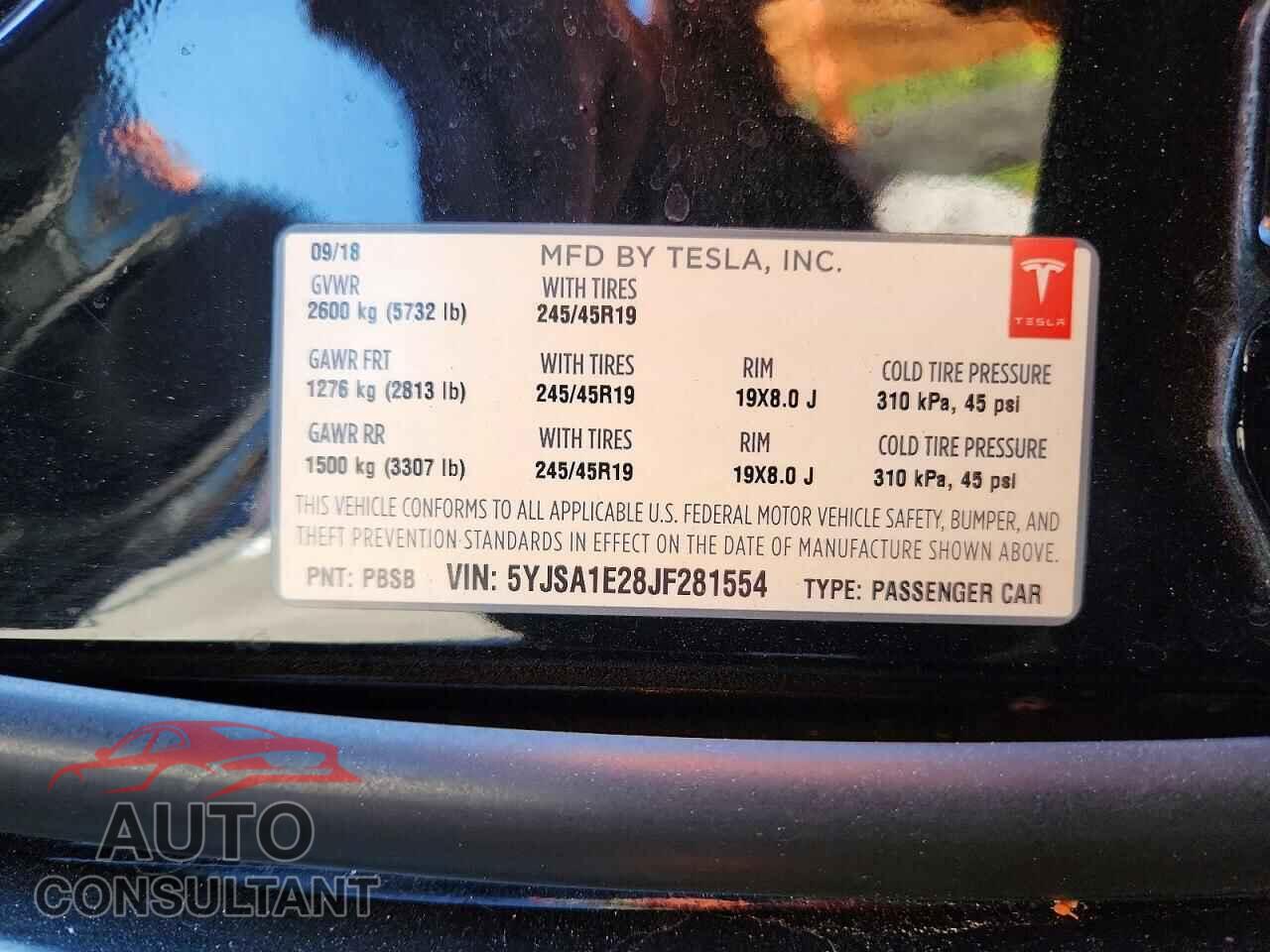TESLA MODEL S 2018 - 5YJSA1E28JF281554