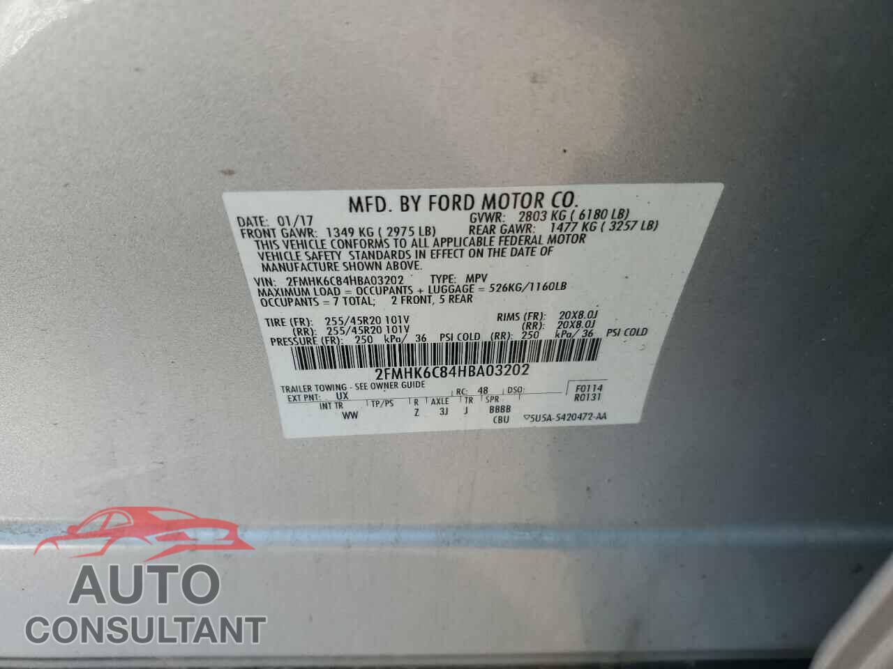 FORD FLEX 2017 - 2FMHK6C84HBA03202