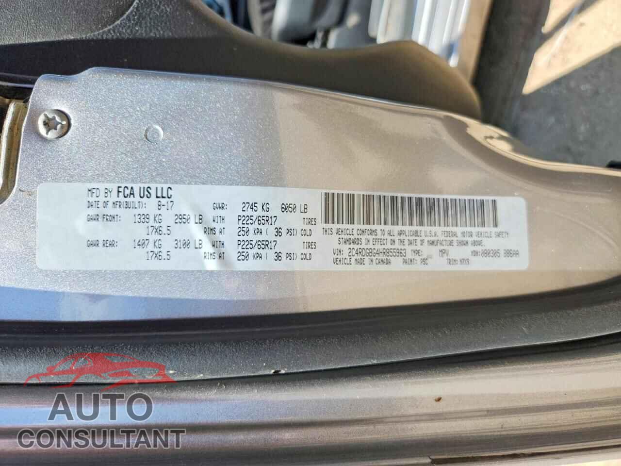 DODGE CARAVAN 2017 - 2C4RDGBG4HR855963