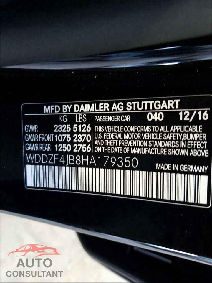 MERCEDES-BENZ E CLASS 2017 - WDDZF4JB8HA179350