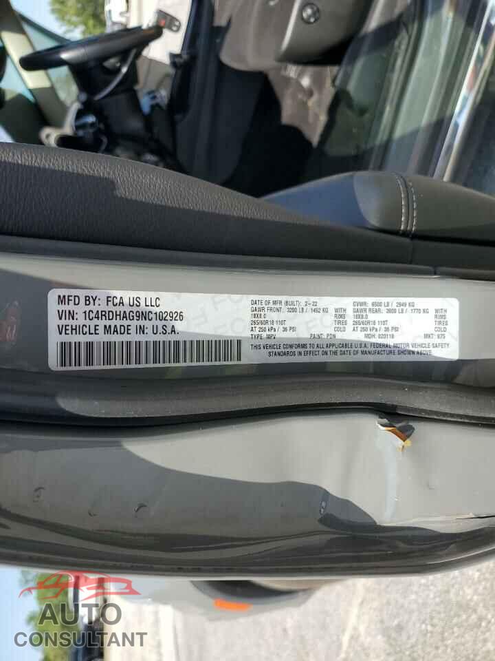DODGE DURANGO 2022 - 1C4RDHAG9NC102926