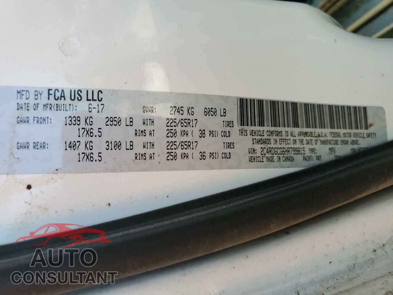 DODGE CARAVAN 2017 - 2C4RDGCG6HR799815