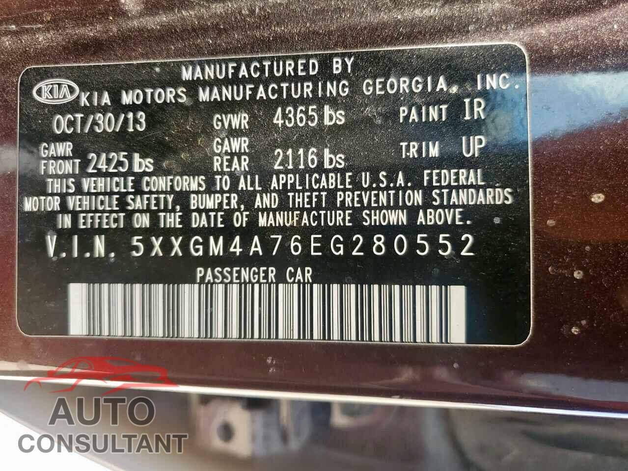 KIA OPTIMA 2014 - 5XXGM4A76EG280552