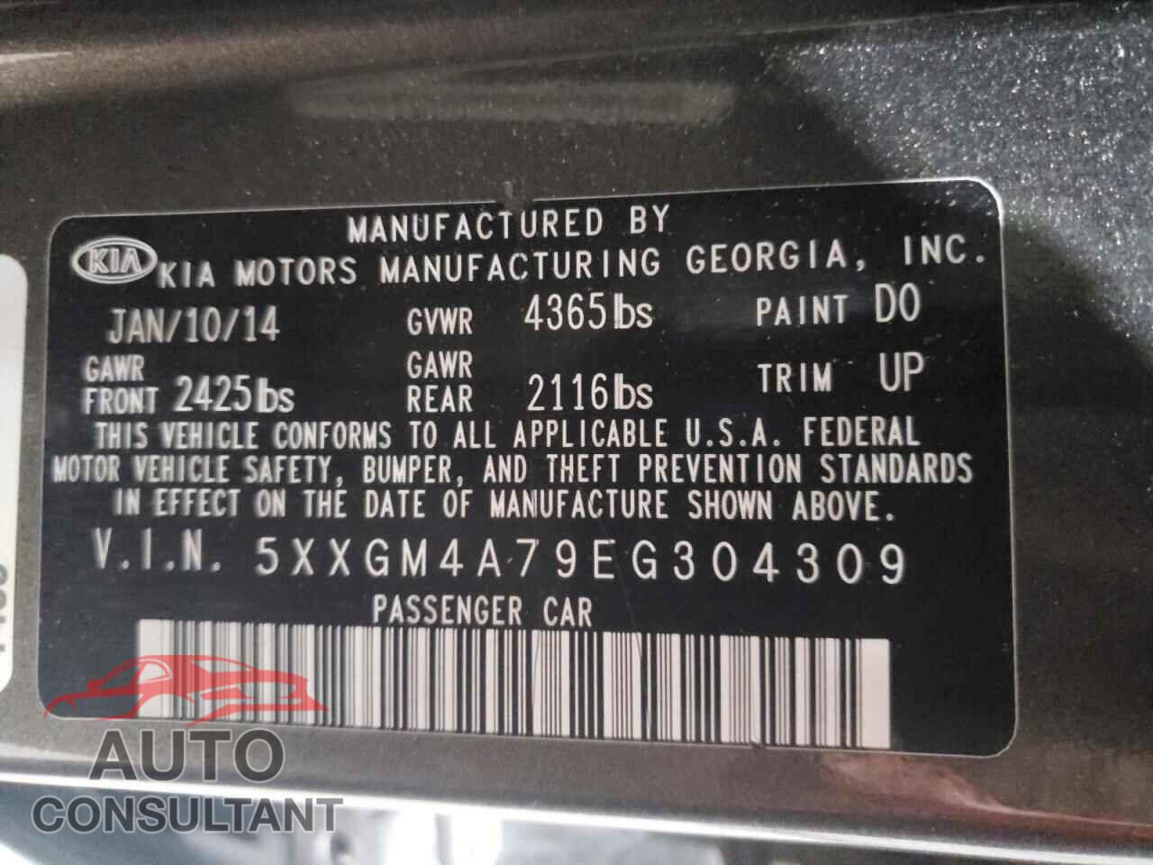 KIA OPTIMA 2014 - 5XXGM4A79EG304309