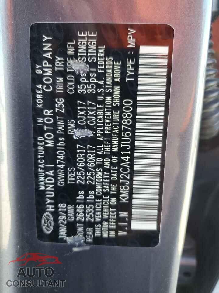 HYUNDAI TUCSON 2018 - KM8J2CA41JU678800