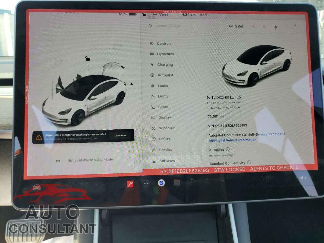 TESLA MODEL 3 2020 - 5YJ3E1EB2LF628193