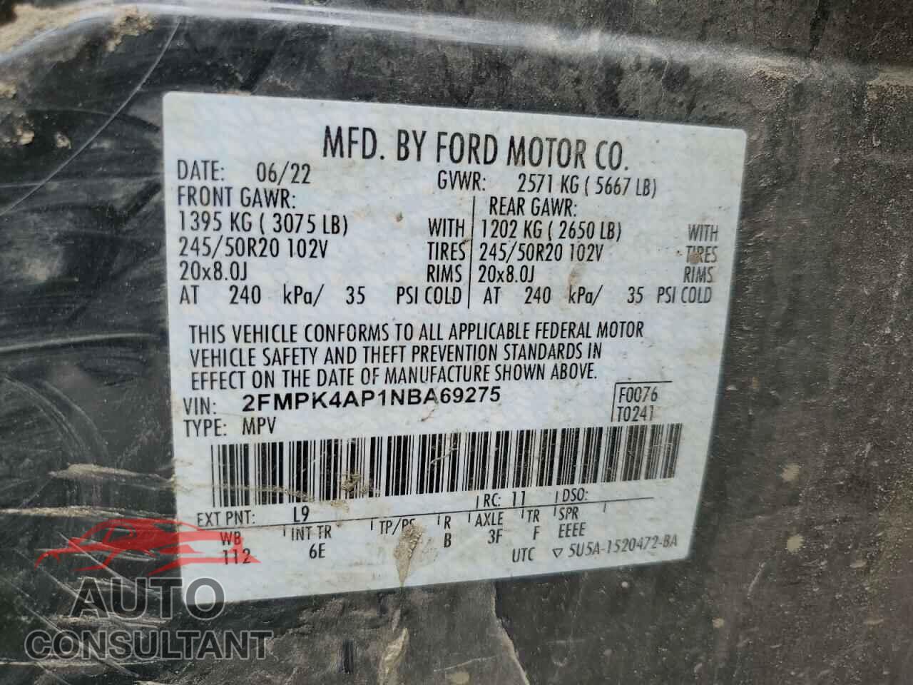 FORD EDGE 2022 - 2FMPK4AP1NBA69275