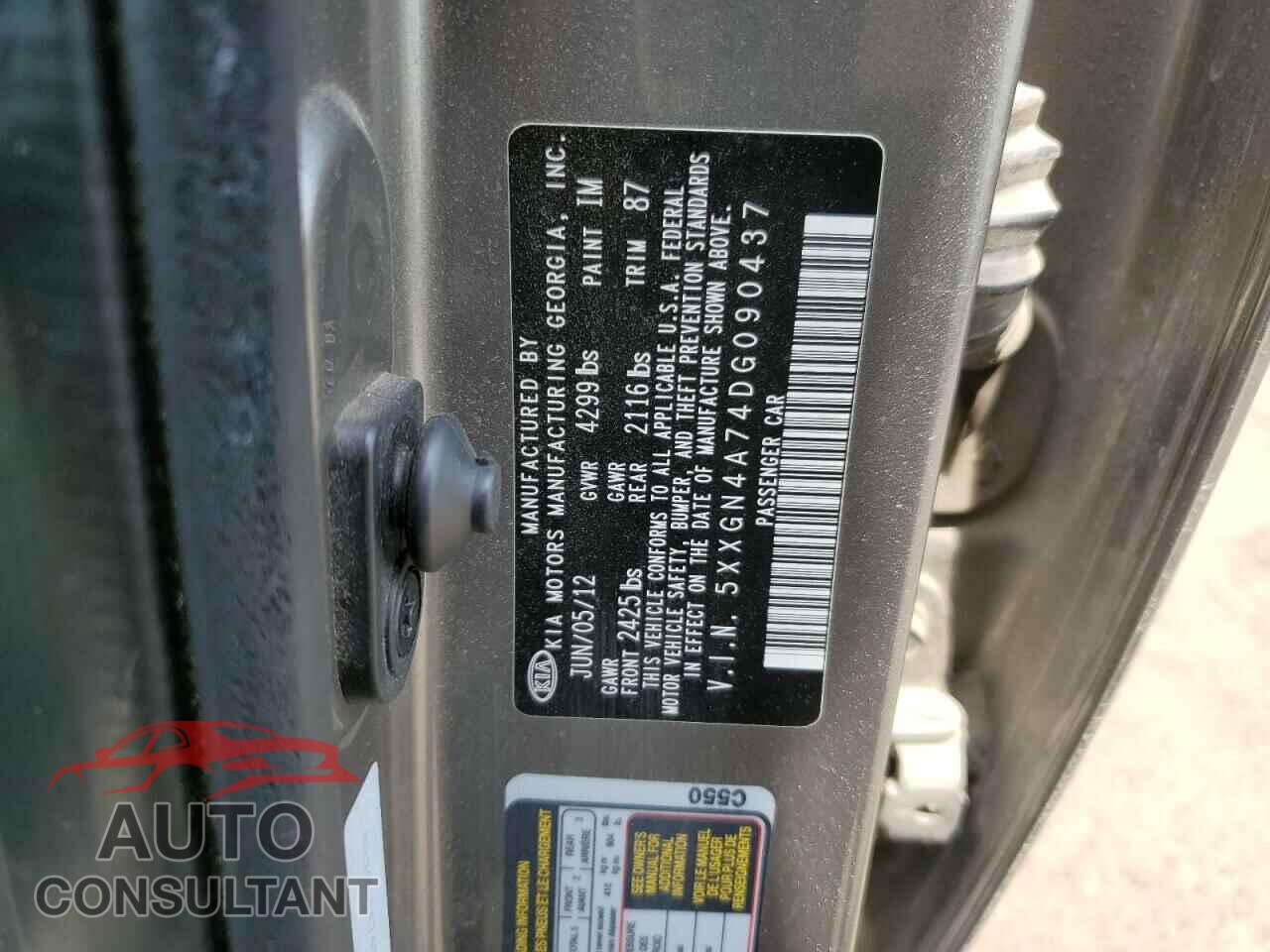 KIA OPTIMA 2013 - 5XXGN4A74DG090437