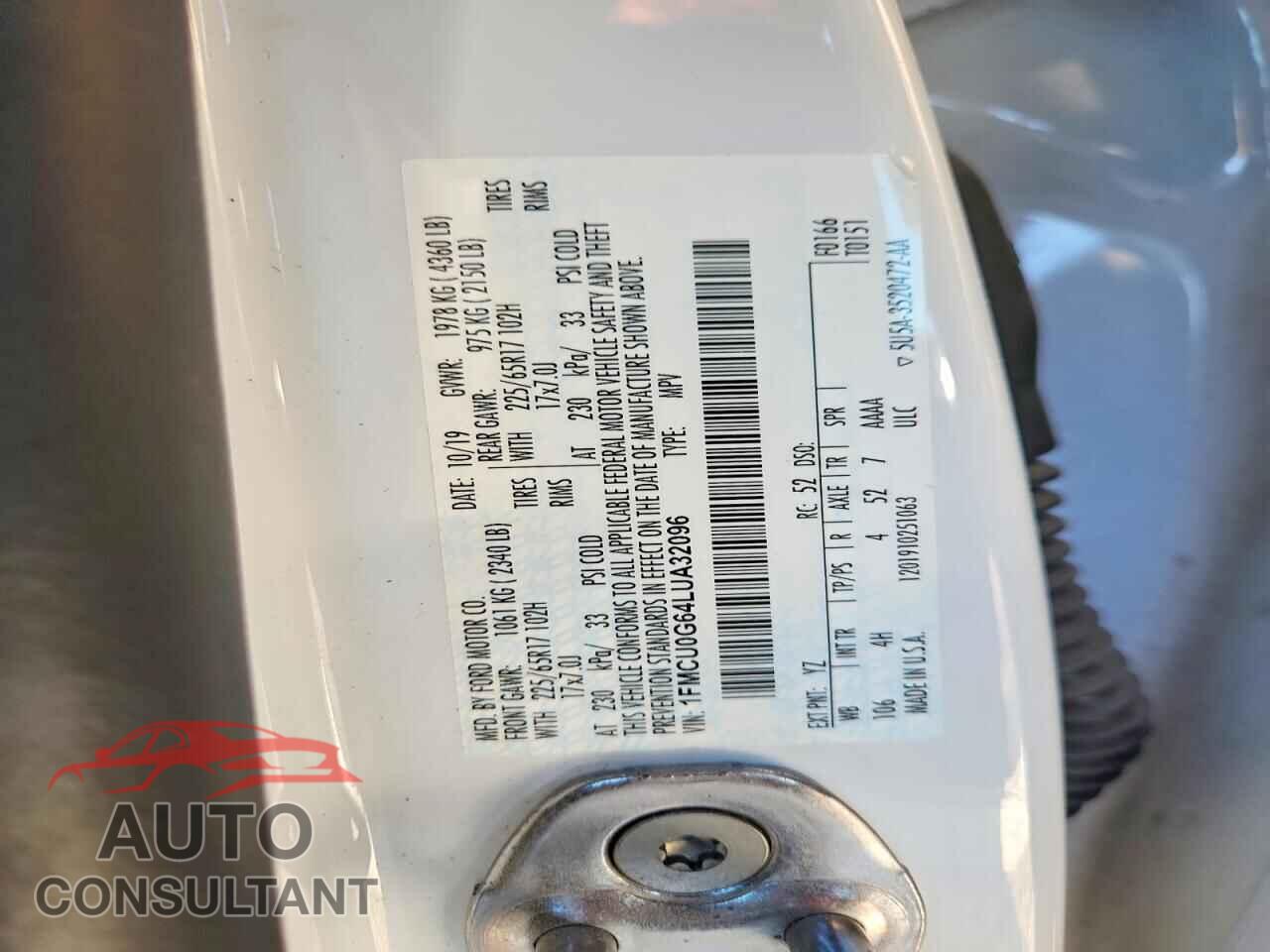 FORD ESCAPE 2020 - 1FMCU0G64LUA32096