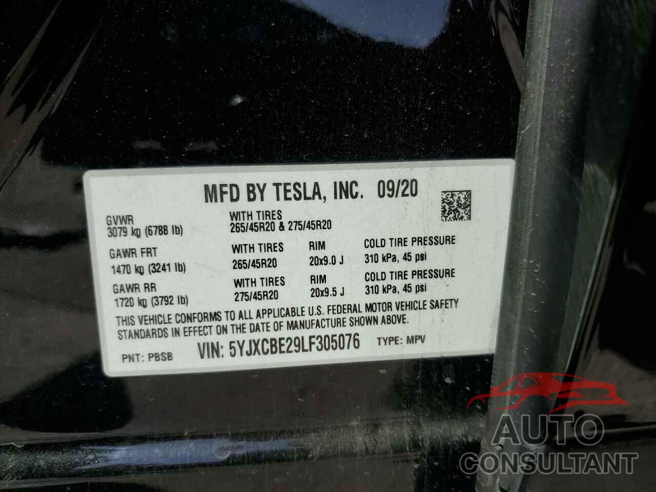 TESLA MODEL X 2020 - 5YJXCBE29LF305076