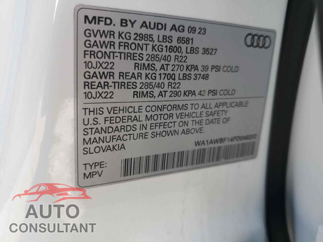 AUDI SQ8 2023 - WA1AWBF14PD046202