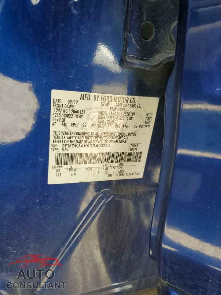 FORD EDGE 2013 - 2FMDK3AK6DBA93734