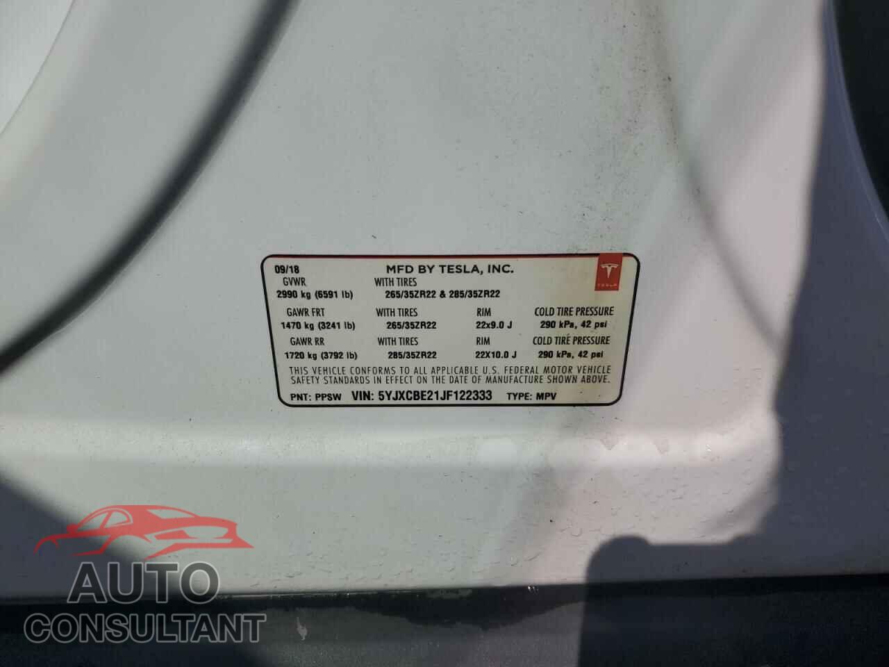 TESLA MODEL X 2018 - 5YJXCBE21JF122333