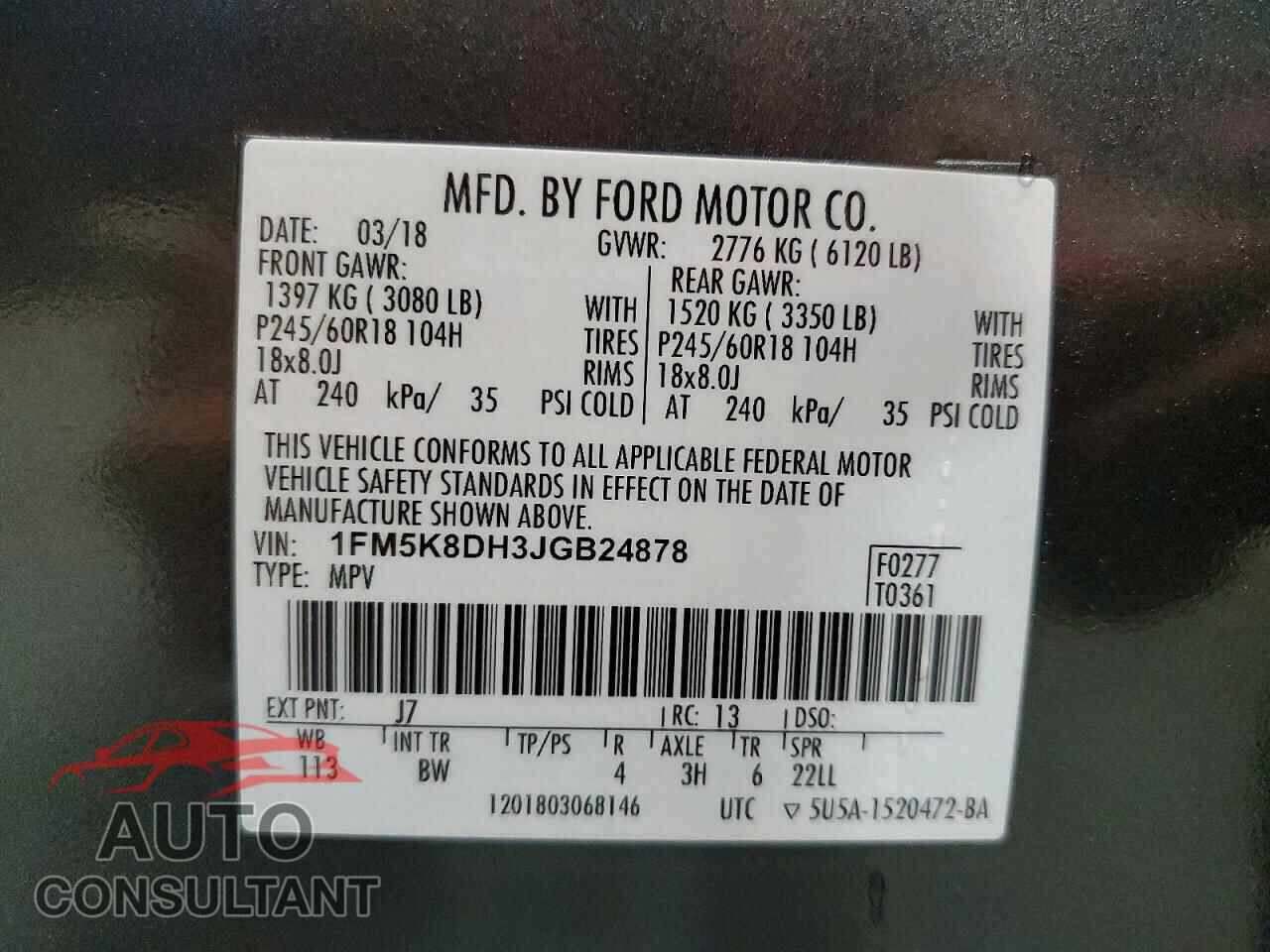 FORD EXPLORER 2018 - 1FM5K8DH3JGB24878