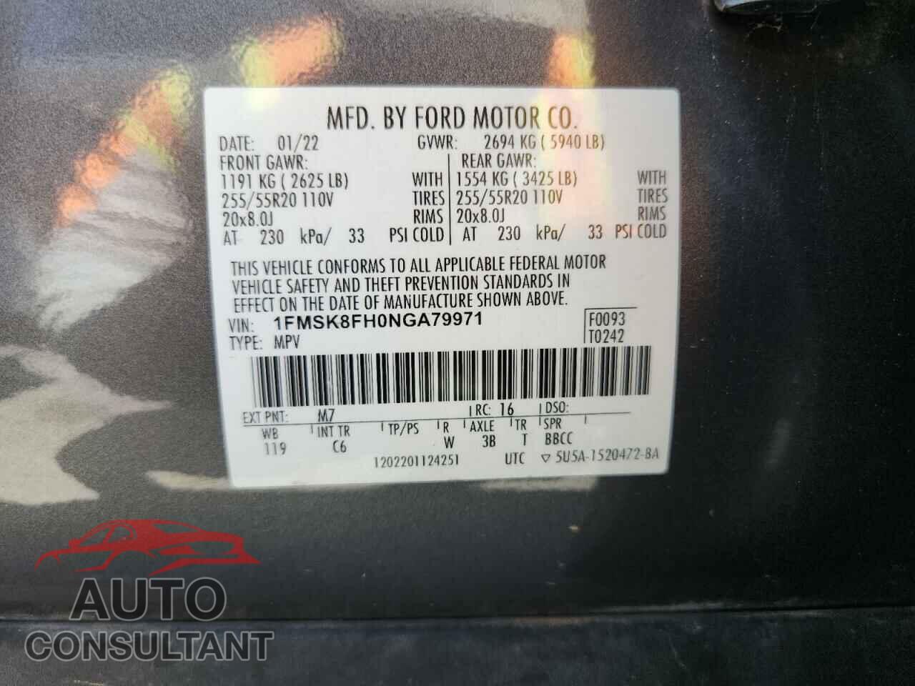 FORD EXPLORER 2022 - 1FMSK8FH0NGA79971