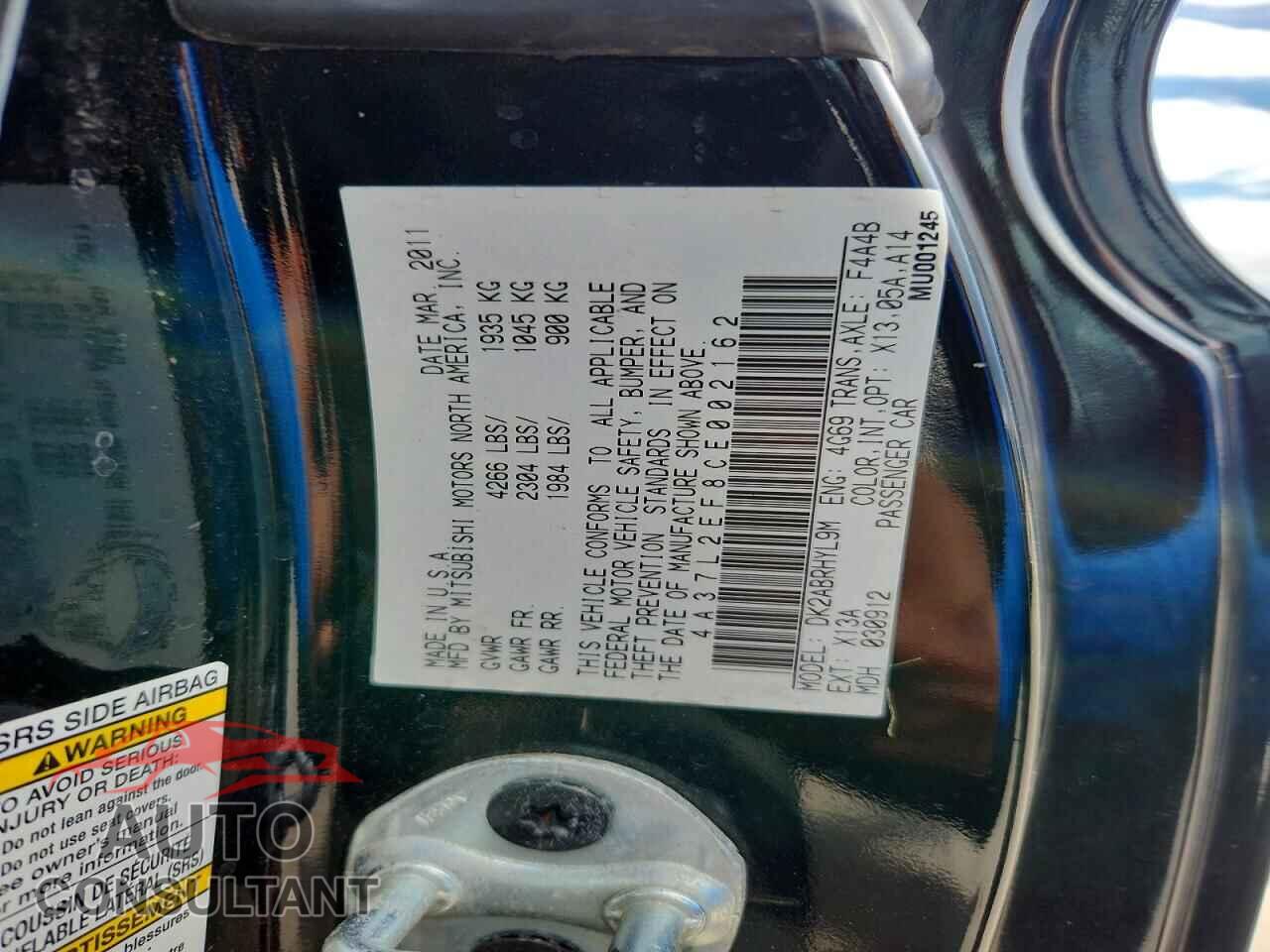 MITSUBISHI ECLIPSE 2012 - 4A37L2EF8CE002162