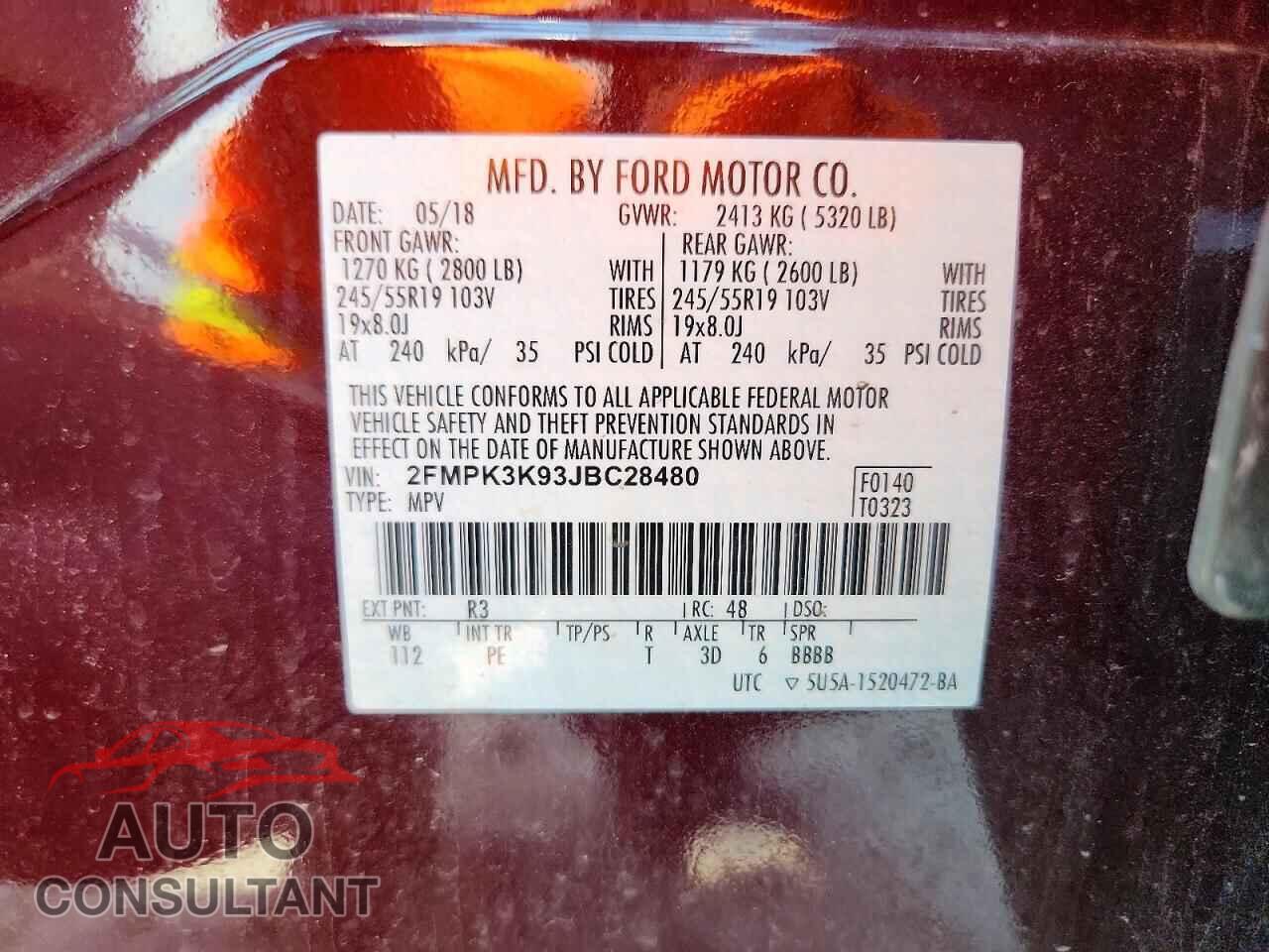FORD EDGE 2018 - 2FMPK3K93JBC28480