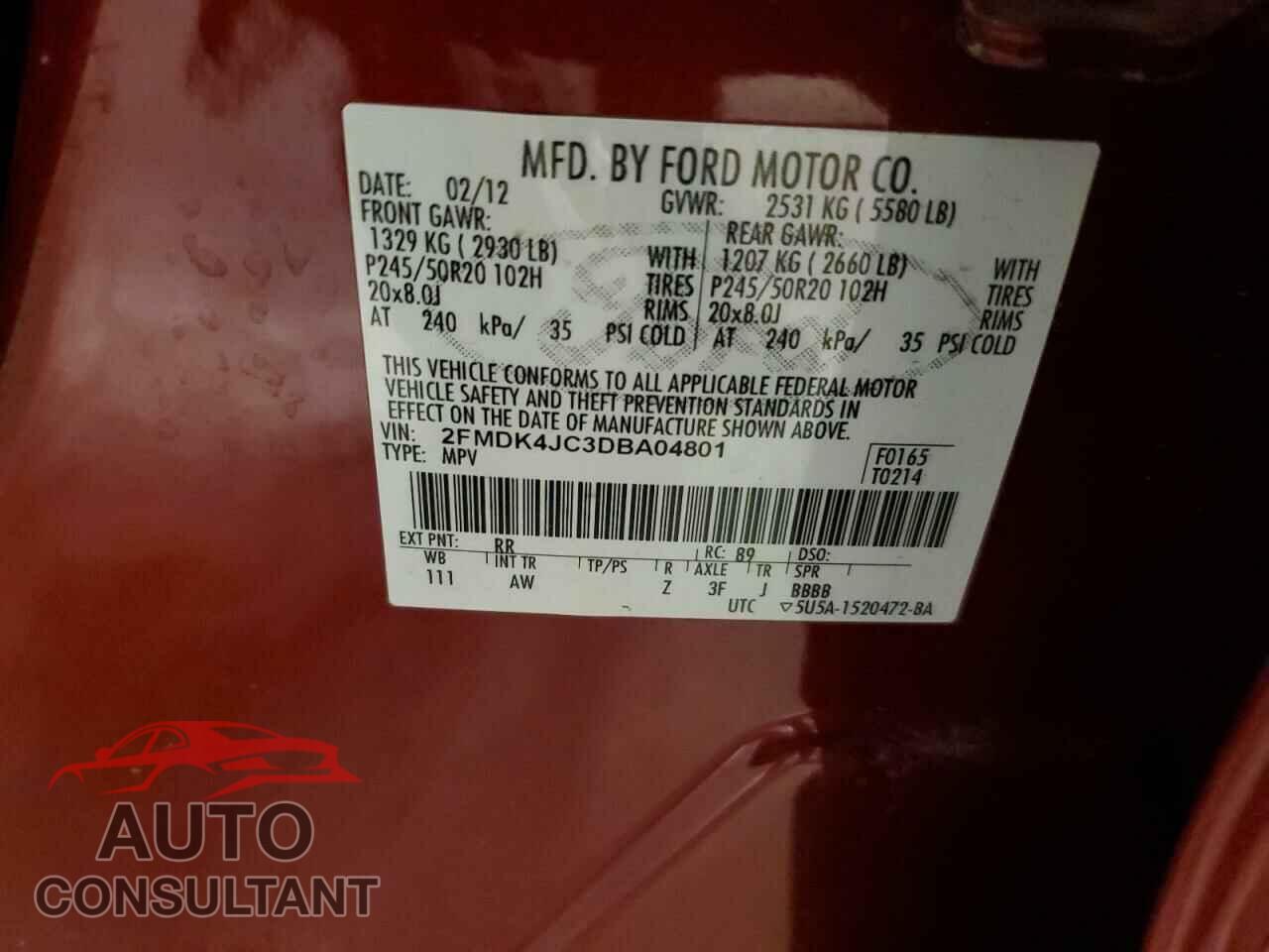 FORD EDGE 2013 - 2FMDK4JC3DBA04801
