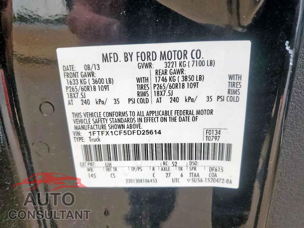 FORD F-150 2013 - 1FTFX1CF5DFD25614