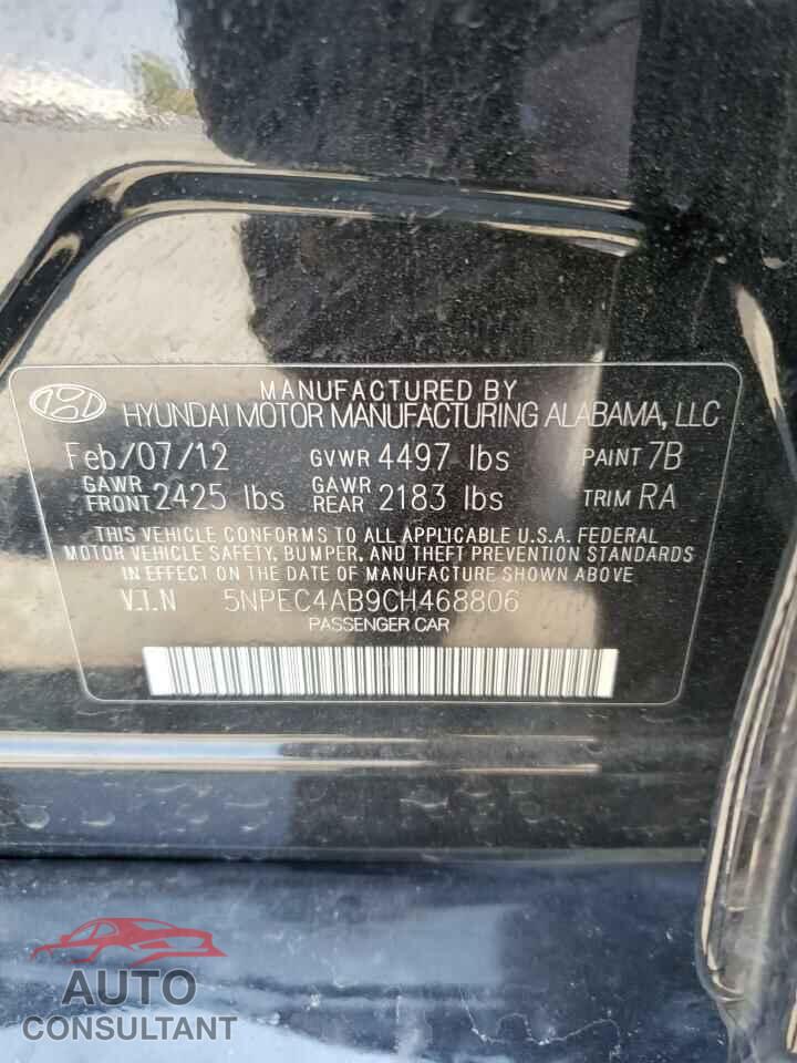 HYUNDAI SONATA 2012 - 5NPEC4AB9CH468806
