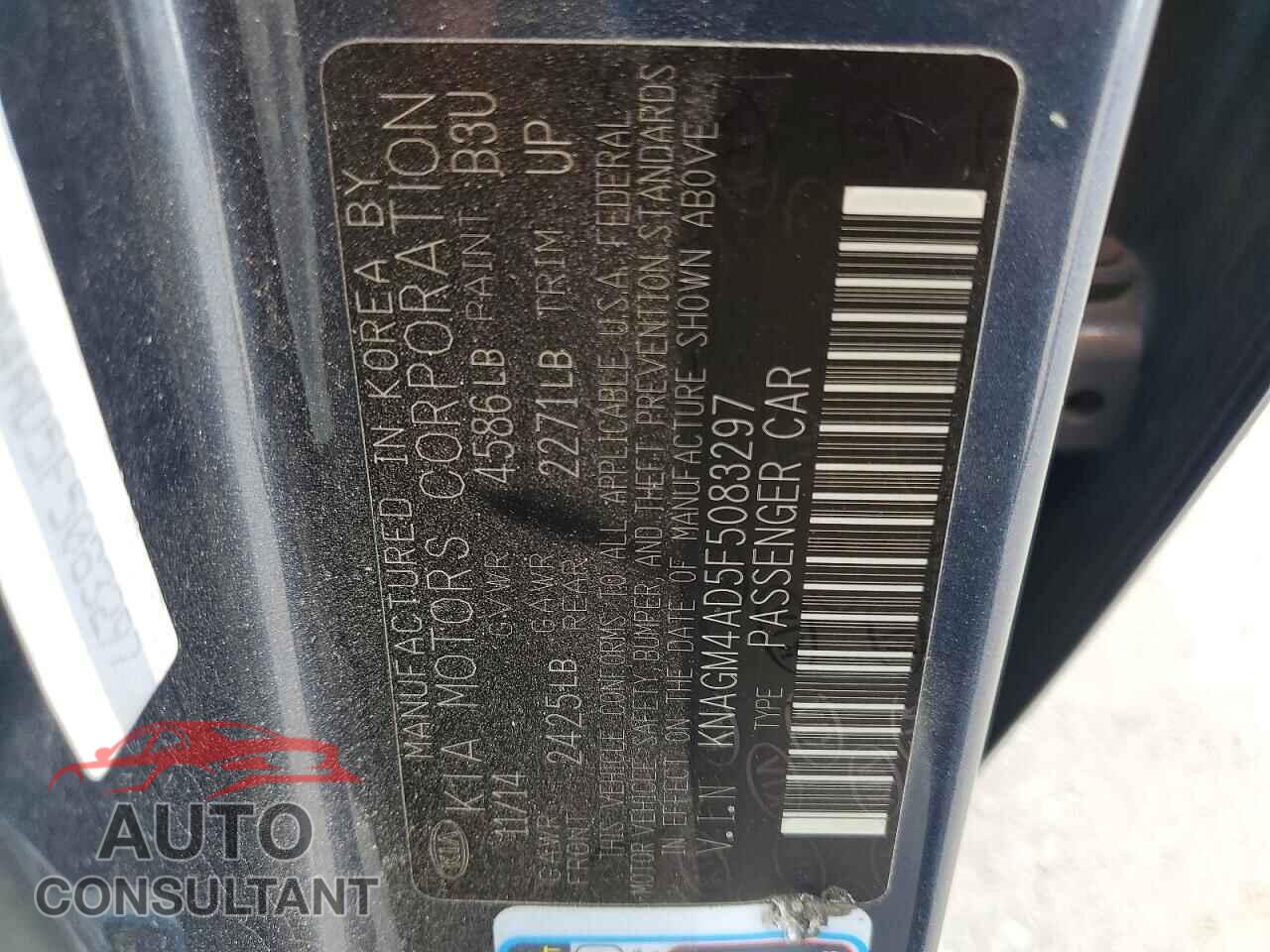 KIA OPTIMA 2015 - KNAGM4AD5F5083297