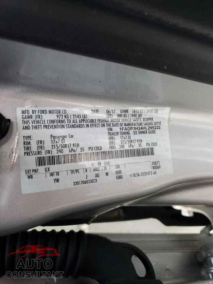 FORD FOCUS 2017 - 1FADP3H24HL295222