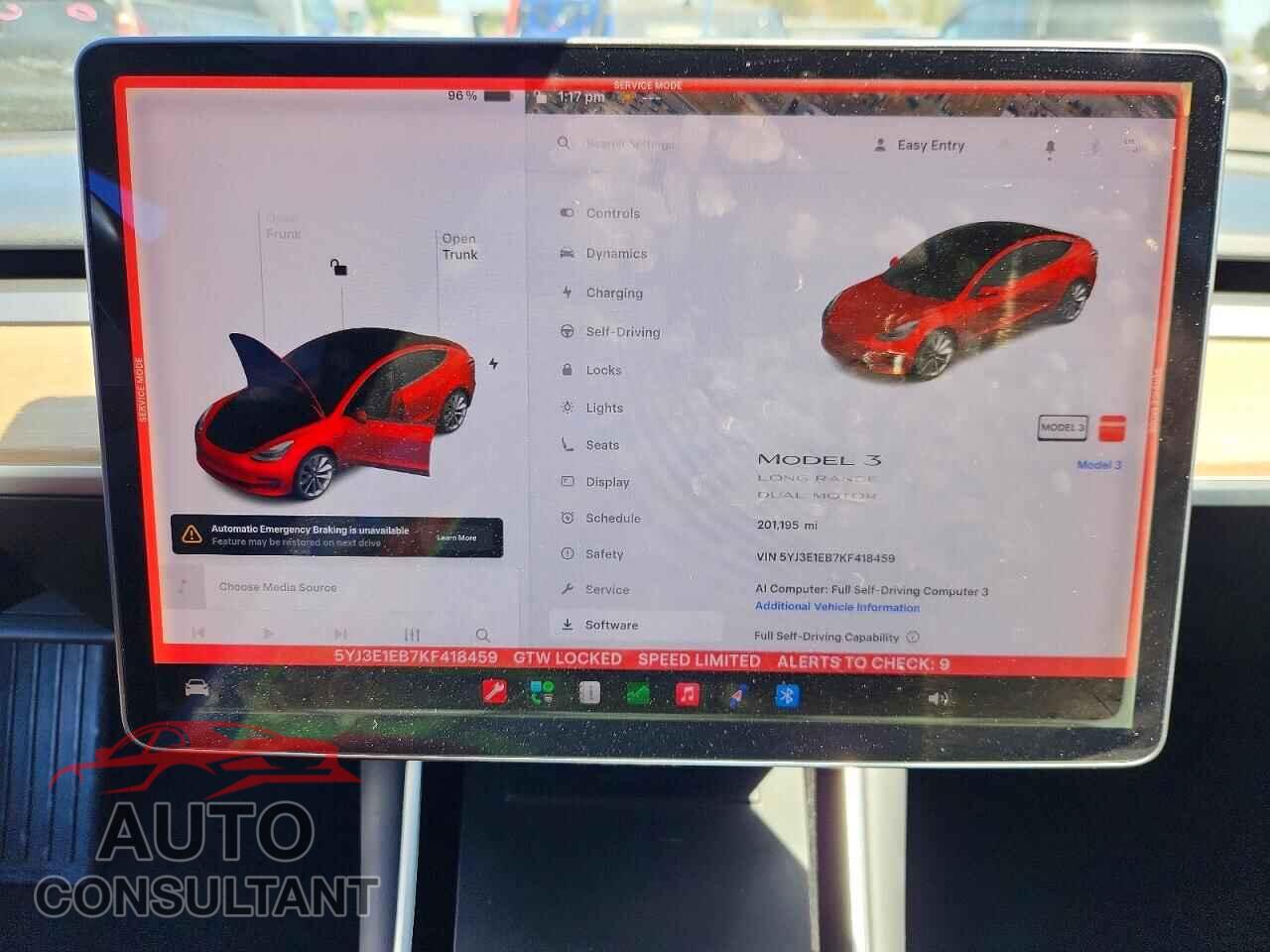 TESLA MODEL 3 2019 - 5YJ3E1EB7KF418459