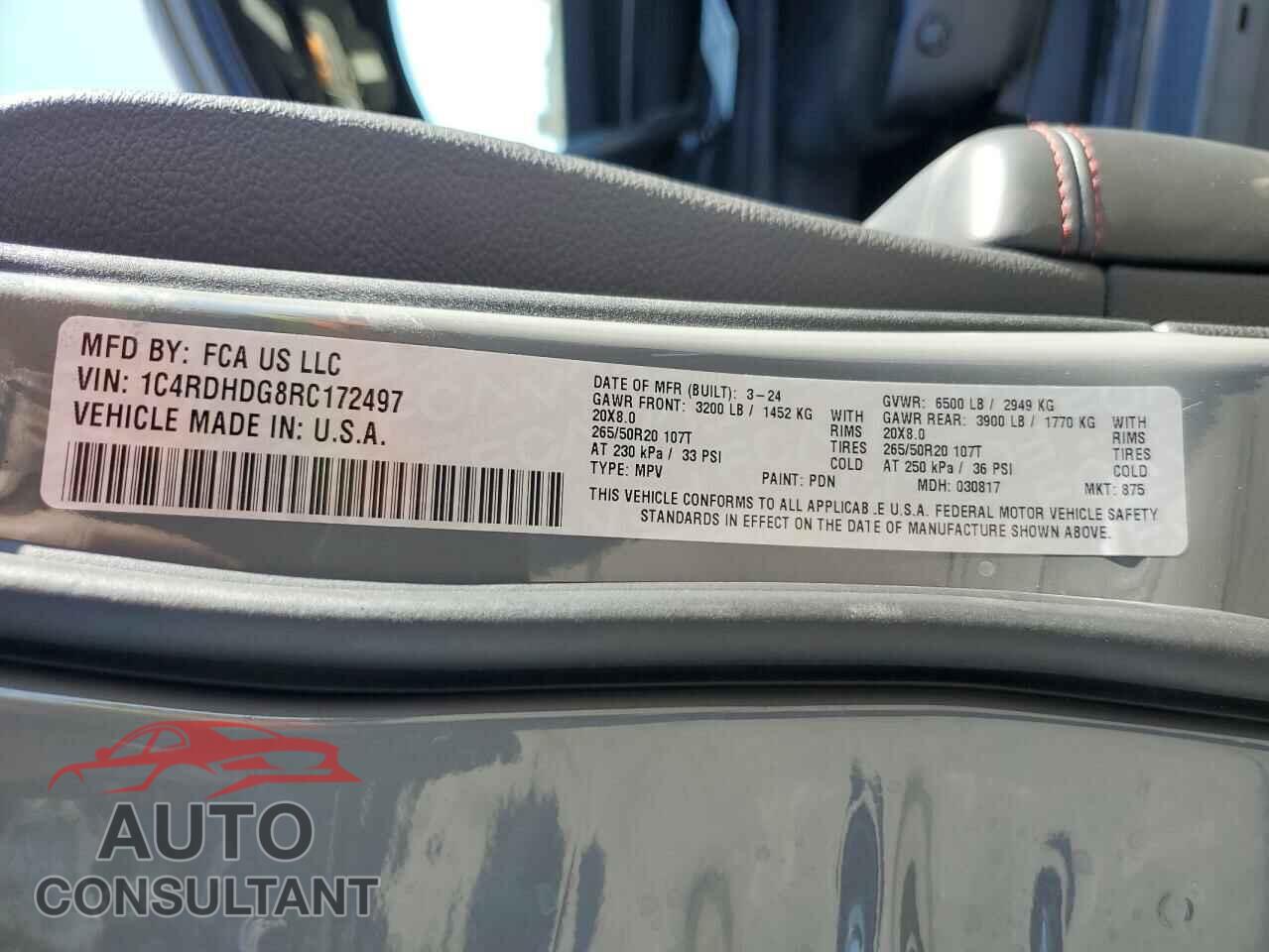 DODGE DURANGO 2024 - 1C4RDHDG8RC172497
